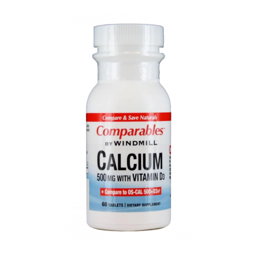 Calcium Carbonate 500 mg. w/Vit. D3 Tablets - 60's