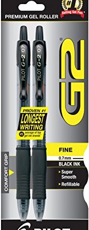 Pilot G2 Retractable Premium Gel Ink Roller Ball Pens, Fine Point, 2-Pack, Bl...