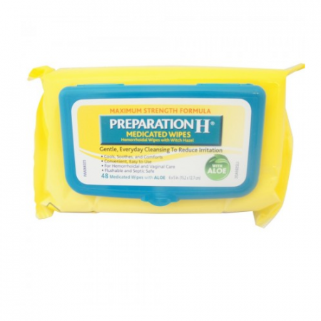 Preparation H Medicated Hemorrhoidal Wipes with Witch Hazel and Aloe, 48-Coun...