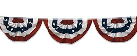 72 x 12 Patriotic Bunting Garland American Flag Colors Memorial Day 4th of July 9/11 Polyester (White)