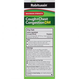 Robitussin Maximum Strength Cough and Chest Congestion DM Non-Drowsy Liquid Box, 4 Fluid Ounce