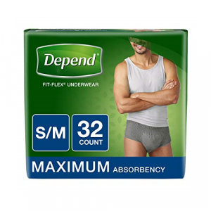 Depend Underwear For Men,  Maximum Absorbency, Small/Medium (28-40 in. Waist, 115-190 lbs.) 34ct