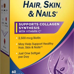 Nature Made Hair, Skin & Nails,  2500 mcg of Biotin Softgels 60 Ct