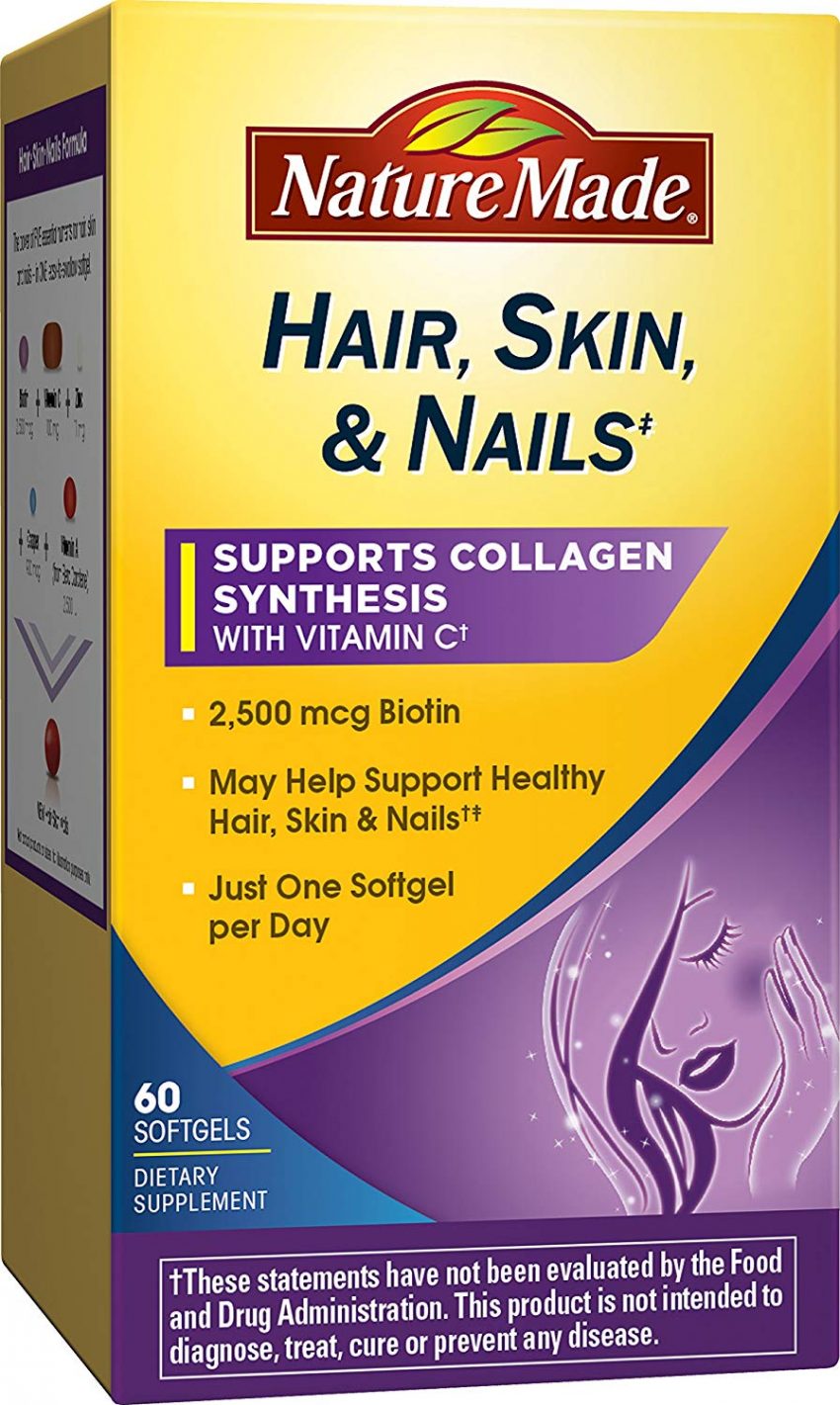 Nature Made Hair, Skin & Nails,  2500 mcg of Biotin Softgels 60 Ct