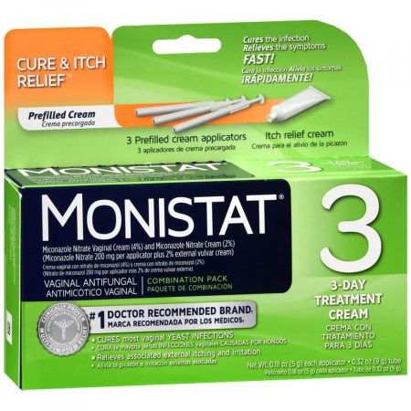 MONISTAT 3 Cure & Itch Relief Vaginal Antifungal Prefilled Cream Combination Pack - 1 EA