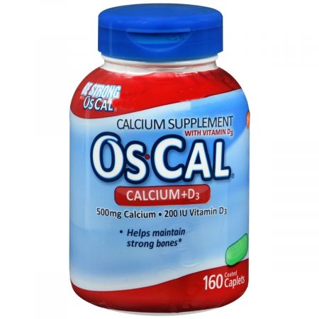 Os-Cal Calcium 500 mg + D3 200 IU Supplement Coated Caplets - 160 CP