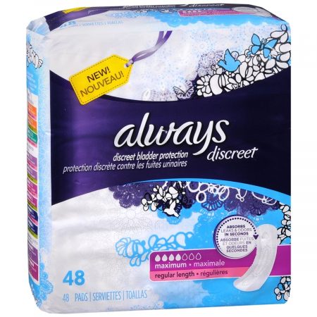 Always Discreet Bladder Protection Pads Regular Length Maximum Absorbency - 48 EA