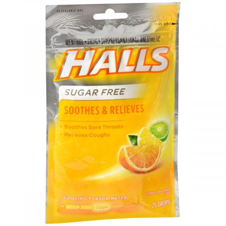 Halls Sugar Free Menthol Cough Suppressant/Oral Anesthetic Drops Citrus Blend - 25 EA
