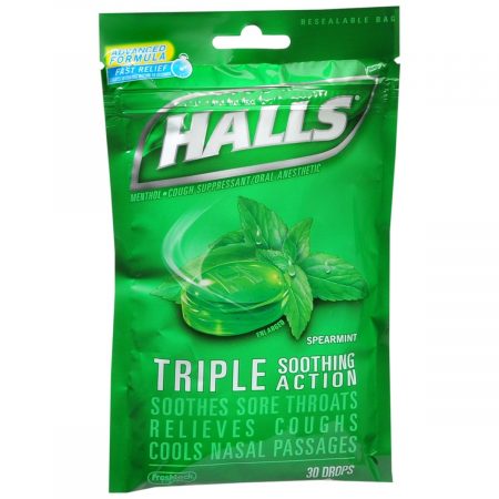 Halls Menthol Drops Spearmint - 30 EA