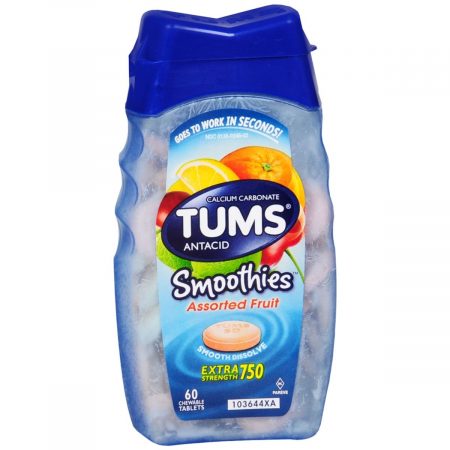 TUMS Smoothies Extra Strength 750 Antacid Chewable Tablets Assorted Fruit - 60 TB