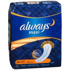 Always Maxi Pads Without Wings Overnight - 28 EA