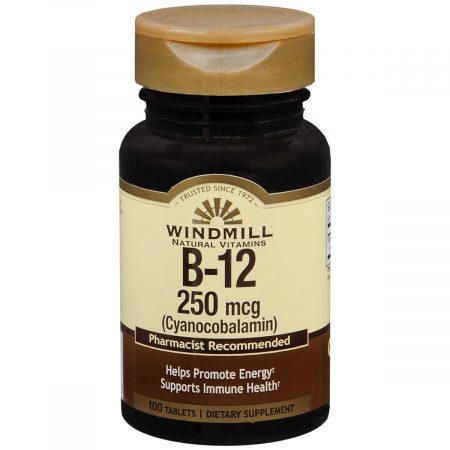 Windmill B-12 250 mcg (Cyanocobalamin) Tablets - 100 TB