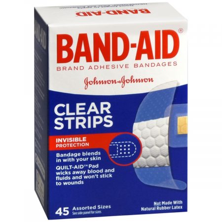 BAND-AID Clear Strips Adhesive Bandages Assorted Sizes - 45 EA