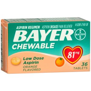 Bayer Low Dose Aspirin 81 mg Chewable Tablets Orange Flavored - 36 TB