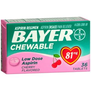 Bayer Low Dose Aspirin 81 mg Chewable Tablets Cherry Flavored - 36 TB