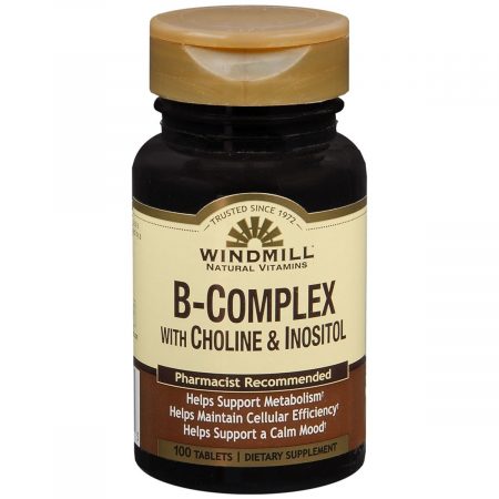 Windmill B-Complex with Choline & Inositol Tablets - 100 TB