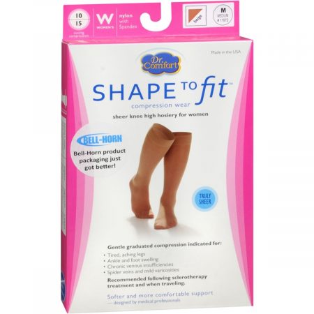 Dr. Comfort Shape To Fit Women's Compression Hosiery Truly Sheer 10/15 mmHg Beige Medium 11972 - 1 PR