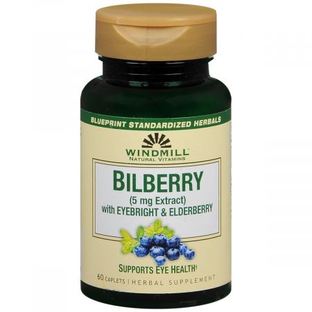 Windmill Natural Vitamins Bilberry 5mg Herbal Supplement Caplets - 60 CP