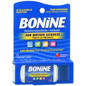 Bonine Motion Sickness Chewable Tablets Raspberry Flavored - 12 TB