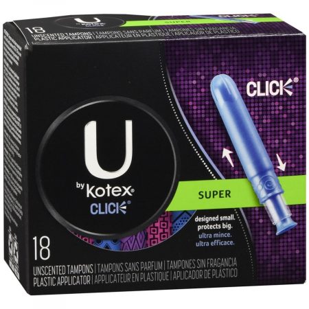 U by Kotex Click Tampons Plastic Applicator Unscented Super Absorbency - 18 EA