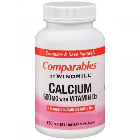 Windmill Comparables Calcium 600 mg with Vitamin D3 Tablets - 120 TB
