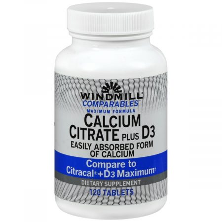 Windmill Comparables Calcium Citrate plus D3 Tablets - 120 TB