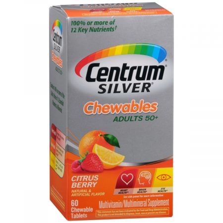Centrum Silver Adults 50+ Multivitamin/Multimineral Supplement Chewables Tablets Citrus Berry - 60 TB