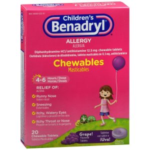 Benadryl Children's Allergy Chewable Tablets Grape Flavored - 20 TB