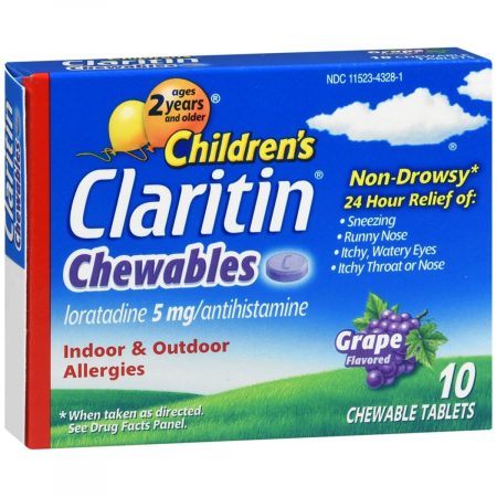 Claritin Children's 24 Hour Allergy Chewable Tablets Grape Flavored - 10 TB