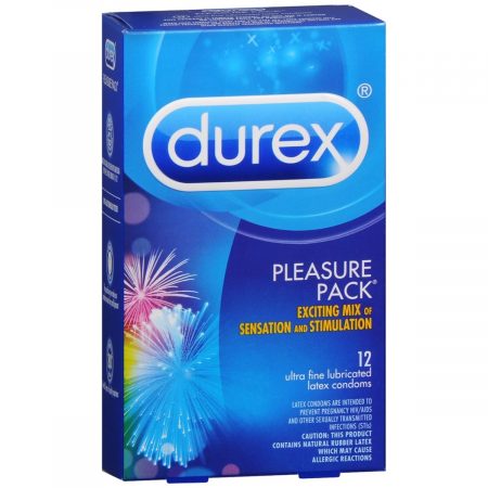 Durex Pleasure Pack Lubricated Latex Condoms - 12 EA