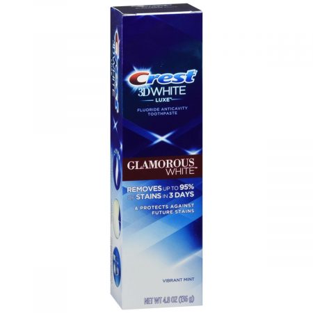 Crest 3D White Luxe Glamorous White Fluoride Anticavity Toothpaste Vibrant Mint - 4.8 OZ