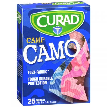 Curad Camo Bandages Assorted Blue and Pink Colors - 25 EA