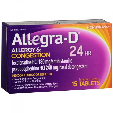 Allegra D 24 Hour Allergy & Congestion Extended Release Tablets - 15 TB