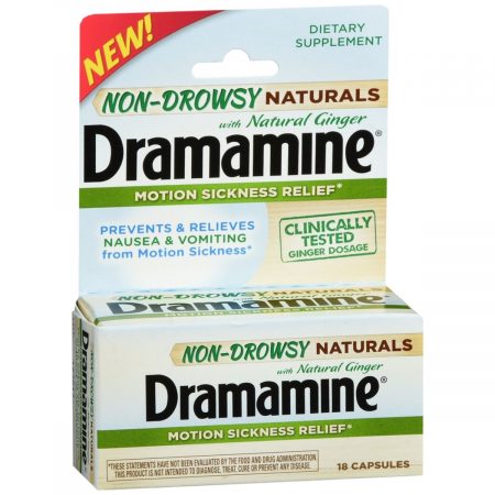 Dramamine Non-Drowsy Naturals With Ginger Motion Sickness Relief Capsules - 18 TB