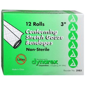 Dynarex Conforming Stretch Gauze Bandages 3 Inch Non-Sterile - 12 EA
