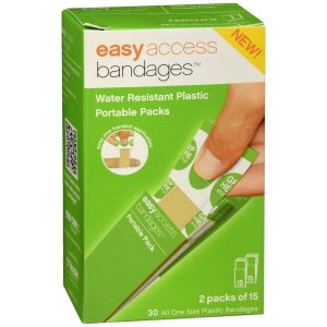 Easy Access Bandages Water Resistant Plastic Portable Packs - 30 EA