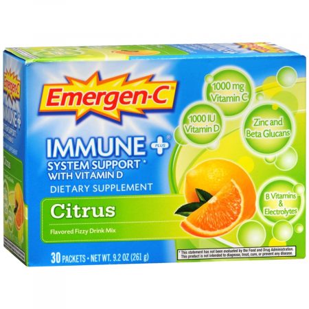 Emergen-C Immune+ System Support Fizzy Drink Mix Dietary Supplement 30 Pack Citrus - 30 EA