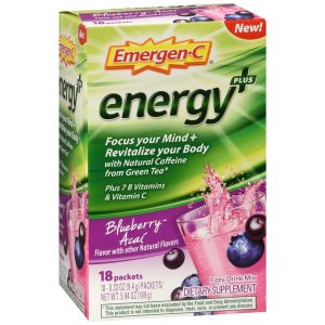 Emergen-C Energy+ Fizzy Drink Mix Packets Blueberry-Acai - 18 EA