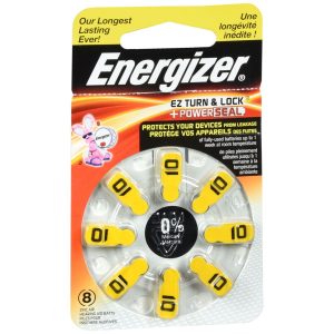 Energizer EZ Turn & Lock + Power Seal Zinc Air Hearing Aid Batteries Size 10 - 8 EA