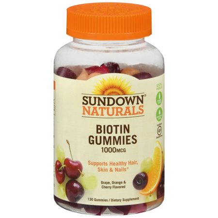 Sundown Naturals Biotin 1000 mcg Gummies Grape, Orange and Cherry Flavored - 130 EA