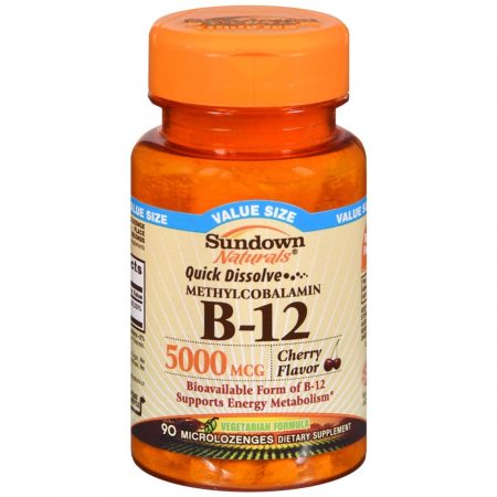 Sundown Naturals Quick Dissolve Methylcobalamin B-12 Microlozenges Cherry Flavor - 90 EA