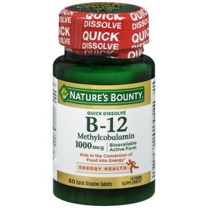 Nature's Bounty B-12 Methylcobalamin 1000 mcg Quick Dissolve Tablets Natural Cherry Flavor - 60 TB