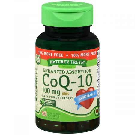 Nature's Truth Enhanced Absorption CoQ-10 100 mg plus Black Pepper Extract Quick Release Softgels - 50 CP