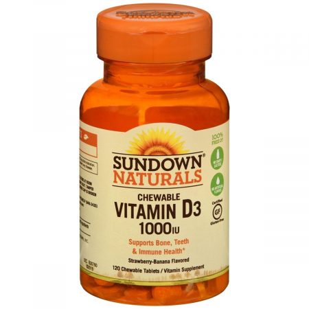 Sundown Naturals Chewable Vitamin D3 1000 IU Tablets Strawberry-Banana Flavor - 120 TB
