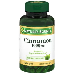 Nature's Bounty Cinnamon 1000 mg Per Serving Herbal Supplement Capsules - 100 CP