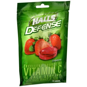 Halls Defense Vitamin C Supplement Drops Strawberry - 30 EA