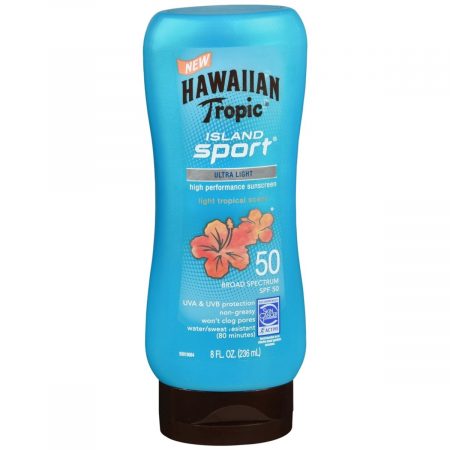 Hawaiian Tropic Island Sport Hugh Performance Sunscreen SPF 50 Light Tropical Scent - 8 OZ