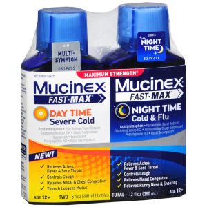 Mucinex Fast-Max Day Time & Night Time Cold & Flu Liquid Maximum Strength - 12 OZ