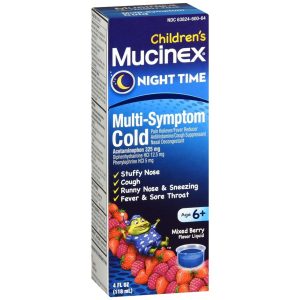 Mucinex Children's Night Time Multi-Symptom Cold Liquid Mixed Berry Flavor - 4 OZ