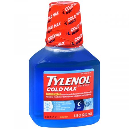 TYLENOL Cold Max Liquid For Adults Night Cool Burst - 8 OZ